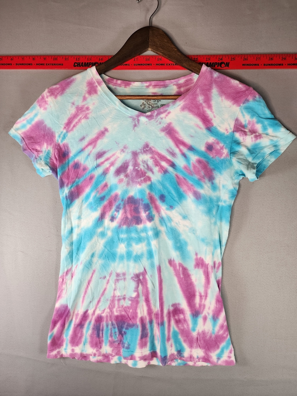 Tie-Dye Short Sleeve Crew Tee in Pink and Blue